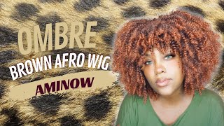 Ombre Afro Wig! Aminow Ombre Brown Wig Unboxing And Try-On! | Aminow Wig Review