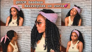 Bandana Hairstyles On Curly Hair | Quick And Easy