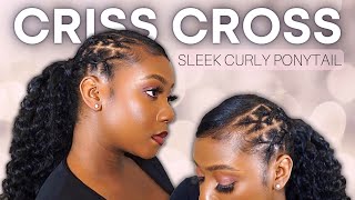 Sleek Curly Ponytail With Criss Cross Design | Quick And Easy Hairstyle