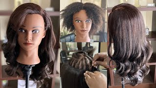 My First Sew In Weave On A Mannequin Head | Flat Iron Curls | Affordable Hair Bundles | Glow With D