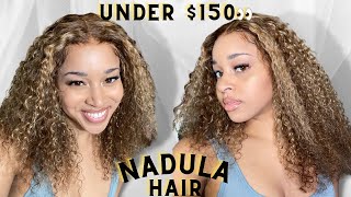 Affordable Honey Blonde Highlight Curly Wig Ft. Nadula Hair!