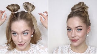 Easy Way To Make Messy Bun For Long Medium Hair | Samyi Prostoi Nebrezhnyi Puchok Dlia Dlinnykh Volo
