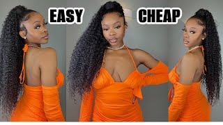 Curly High Ponytail On Type 4 Hair | Cheap | Easy