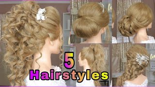 5 Peinados Recogidos Faciles Cabello Largo | Semirecogidos | Easy Hair Style For Medium Or Long Hair