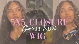 5X5 Glueless Closure Wig Install + Crimps | Minimal Effort!  | (Beginner Friendly)