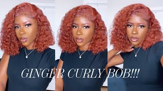 Ginger Curly Bob Closure Wig Install! How To Shape Up A Bob Wig To Frame Face!! Yolissa Hair