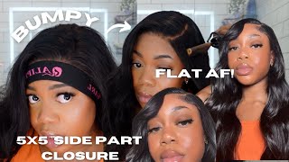 Bumpy Wig?? Tips For A Super Flat Side Part Closure! Ft  Ali Pearl Hair 5X5 Body Wave Closure