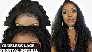 How To Glueless No Hair Out Lace Frontal Wig Install Tutorial| Uu Hair
