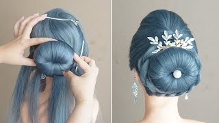 High Puff Bun Hairstyle For Wedding And Party - Easy Hairstyle Ladies