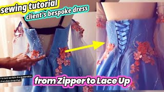  Converting My Client'S Prom Dress From Zipper To Lace Up X Dress Alteration X Sewing Tutorial