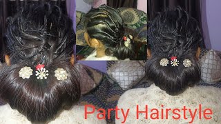 Partywear Hairstyle!! Easy Simple Hairstyle!! Long And Medium Hair Hairstyles!!
