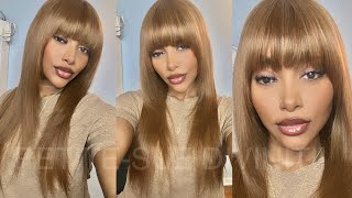 Deep Brown Layered Bang Easy Wig Install Ft. Unice Hair  | Petite-Sue Divinitii