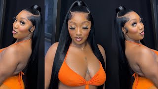 Silky Straigt 32 Inch Wig  | Half Up Half Down Hairstyle | Ashimary Hair