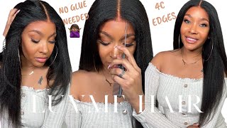  No Work Needed  Best Lace Closure Wig Ever!!!! 4C Edges Kinky Straight Wig Ft Luvme Hair