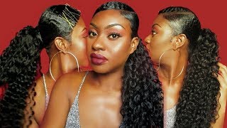 Deep Side Part Ponytail On Natural 4C Hair|Ft Gold Noble Bohemian Line Extensions