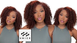 Mahogany Red Brown 13X4 Lace Front Kinky Curly Wig | Best Kinky Curly Texture Wig Ft. Unice Hair