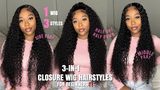 3 Beginner Friendly Hairstyles On 5X5 Closure Wig Install | Curly Hair |Nadula Hair