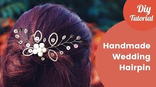 Diy Hairpin From Pearls, Sequins And Glass Beads. Wedding Hair Jewelry Ideas.