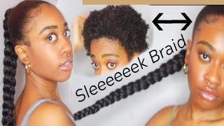 Super Sleek Long Braided Ponytail (On Natural 4C Hair) | Protective Style