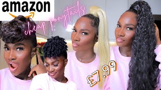 Trying Cheap Ponytails From Amazon | Omg  I Can'T Believe It!| Affordable Amazon Hair Extension
