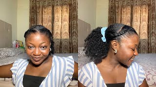 Sleek Low Puff On 4C Hair With Cornrows And Faux Puff