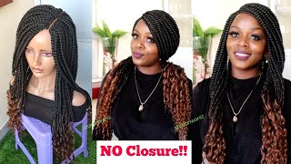 Long Curly Box Braided  Wig.No Closure Wig Install Wig Review.Start To Finish Wig Install Highlight