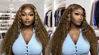 Honey Blonde Deep Wave Lace Frontal Wig Install Ft. Cynosure Hair