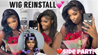 Frontal Wig Reinstallation + Hair Rollers Curls| Love Heart Side Parting Tutorial| Liza Live