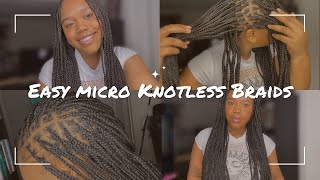 Diy Micro Knotless Braids| How To Get Neat Parting, Buttlength, Beginner Friendly