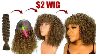 $2 Curly Crochet Wig Using Braid Extension