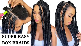 Super  Easy Box Braids /No Rubber Bands / Tension Free / Crochet Method /Protective Styles / Tupo1
