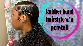 Criss Cross Rubber Band Hairstyle W/ A Ponytail | Curly Hair