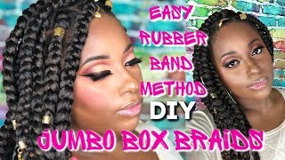 Easy Rubberband Method Jumbo Box Braids On 4C Natural Hair Care || Vicariously Me