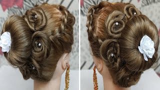 Quick & Easy Briaded Bun Hairstyle For Long Hair | Wedding Hairstyle For Girls | Cute Updo Hairstyle