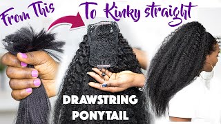 She Changed The Game Again!!! Diy $2.80 Kinky Straight Drawstring Ponytail With Kanekalon Hair!!!