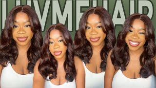 5X5 Lace Closure | Easy Glueless Install |Chestnut Brown Loose Wave Wig W| Bang | Luvmehair