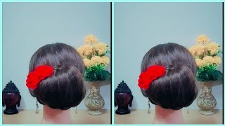 Beautiful Side Bun With Clip Set // Bun Hairstyle For Wedding // Juda Hairstyle #Bridal #Hairstyle
