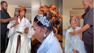 Wow Professional Hair Stylist Groom Style His Bride'S Hair On Their Wedding. How Romantic And C