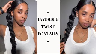 How To : Two Low Twist Ponytails | Easy Invisible Ponytails | Natural Hair Hairstyles