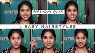 5 Basic Hairstyles For Medium Length Hair | Everyday Hairstyles  For Work/College | 2 Min Hairstyle