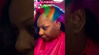 Custom Hair Transformation: Rainbow Color Closure Install | Sew-In Human Hair Ft.#Elfinhair