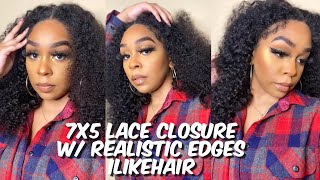 Ventilated Realistic Curly Edges 7X5 Lace Closure Wig | Ilikehairwig.Com | Lindsay Erin
