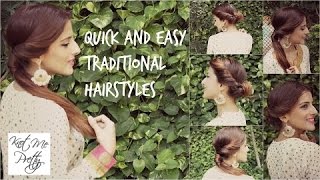 2 Quick & Easy Indian Hairstyle For Medium To Long Hair/ Hairstyles For Anarkali Suits/ Saree