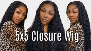The Best Curly Closure Wig!! Melted 5X5 Water Wave Wig Install + Review Ft Asteria Hair