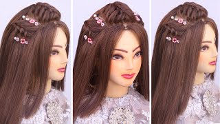 2 Easy Open Hairstyle For Wedding L Bridal Hairstyles L Engagement Look For Bride L Front Variation