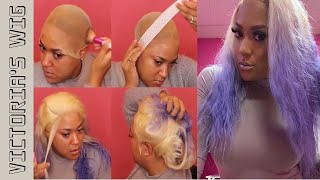 Blonde And Purple Ombre   360 Lace Wig  | Victoriaswig