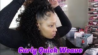 Half Up Half Down Curly Quick Weave No Leave Out- Bgmgirl Hair