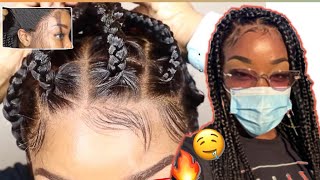 I Tried Knotless Braids On A Wig| W/ Extra Baby Hair| Natural Hairline| Ft Rpgshow Wig