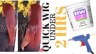 Quick Wig Hot Glue Gun Method & Water Color - Under 2 Hours || Recool Brazilian Straight