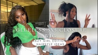 How To Create & Install Glueless 5X5 Closure Wig | The Lazy Girl Edition! Ft. Unice Hair